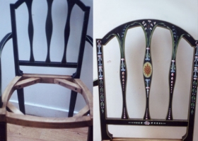 A re-painted chair but having a similar chair to use as reference helped in this case. Sheraton Armchair