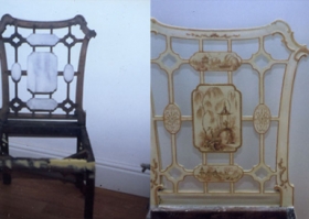 Some quite difficult decisions had to be made when decorating these as they are of unusual form. Late 18th Century Chairs