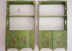 Authentic reproduction of a pair of French Wall cabinets circa 1750 Hanging Cabinets