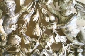 Antique mirror; original condition on carvings Antique mirror; original condition on carvings